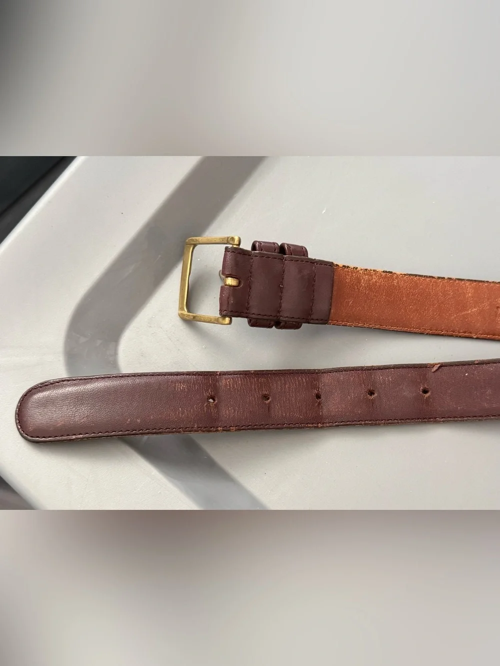 Coach Brown Leather 5800 Brass Buckle Belt Vintage 85cm